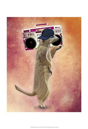 Framed Meerkat and Boom Box Print
