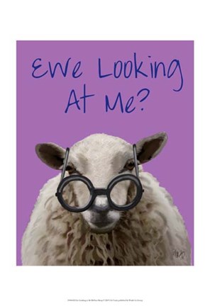 Framed Ewe Looking at Me DeNiro Sheep Print