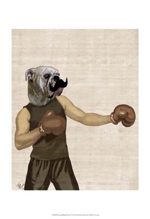 Framed Boxing Bulldog Portrait Print