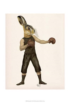 Framed Boxing Hare Print