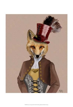 Framed Vivienne Steampunk Fox Print