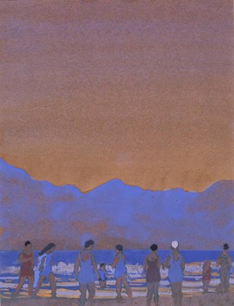 Framed Bathers at the Foot of a Mountain Print