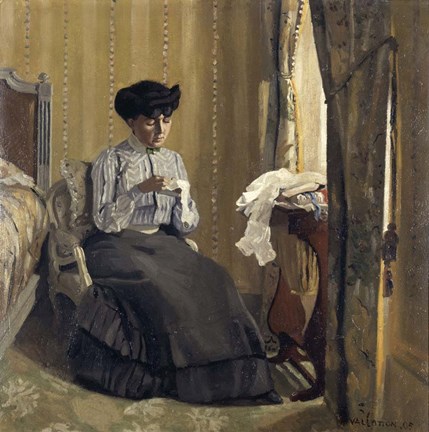 Framed Woman Sewing, 1905 Print