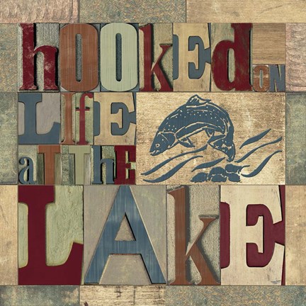 Framed Lake Living Printer Blocks I Print