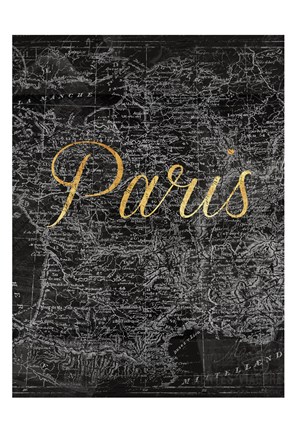 Framed Paris Script Map Print