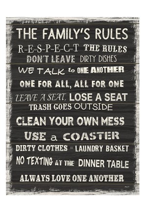 Framed Family Rules 5 Print