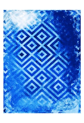 Framed Bright Blue Patterns Print