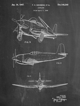 Framed Airplane 1947 Print