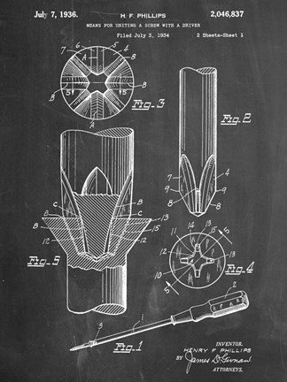 Framed Phillips Screw Driver Print