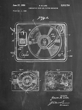 Framed Record Player Print