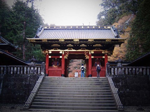 Framed Red Gates And Temple Print