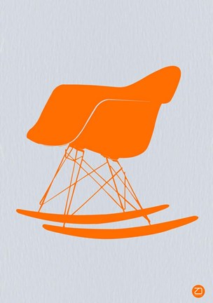 Framed Orange Eames Rocking Chair Print