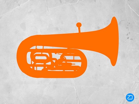 Framed Orange Tuba 2 Print