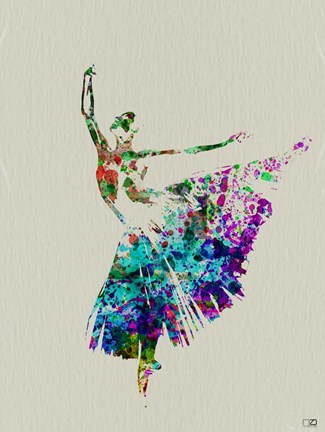 Framed Ballerina Watercolor 5 Print