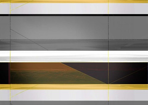 Framed Abstract Grey and Yellow Stripes Print