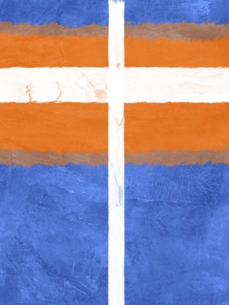 Framed Blue and Orange Abstract Theme 3 Print
