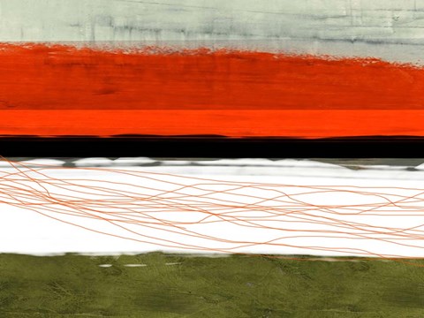 Framed Abstract Stripe Theme Orange and Black Print