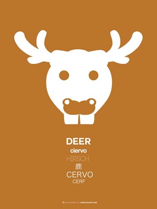 Framed White Moose Multilingual Print