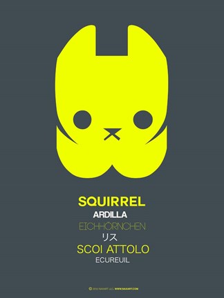 Framed Yellow Squirrel Multilingual Print