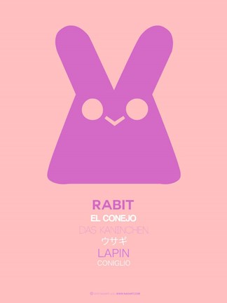 Framed Pink Rabbit Multilingual Print