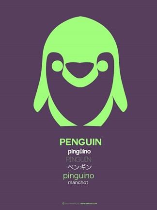 Framed Green Penguin Multilingual Print