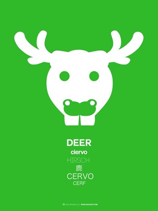 Framed Green Moose Multilingual Print