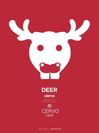 Framed Red Moose Multilingual Print