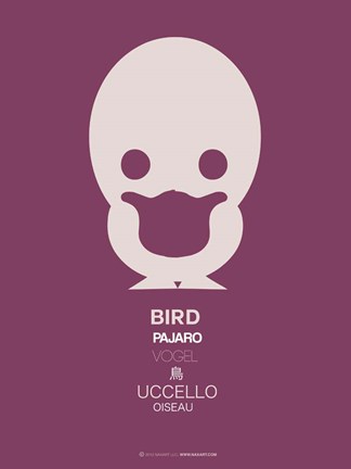 Framed Purple Bird Multilingual Print