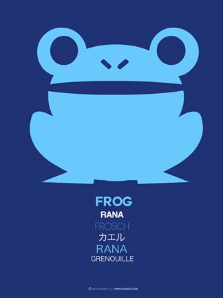 Framed Blue Frog Multilingual Print