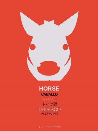 Framed White Horse Multilingual Print