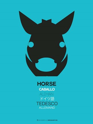 Framed Black Horse Multilingual Print