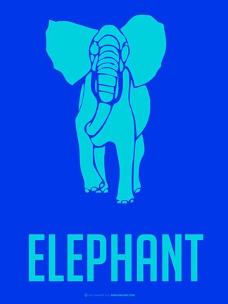 Framed Elephant Blue Print