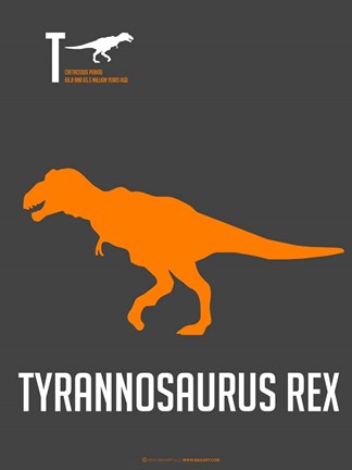 Framed Yellow on Grey Dinosaur Print