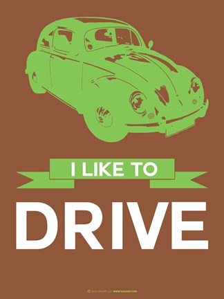 Framed I Like to Drive Beetle 2 Print