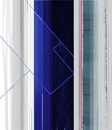 Framed Abstract White and Dark Blue Print