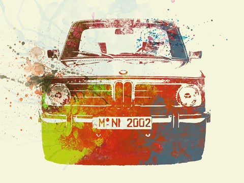 Framed BMW 2002 Front Watercolor 2 Print