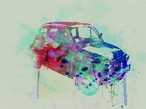 Framed Fiat 500 Watercolor Print