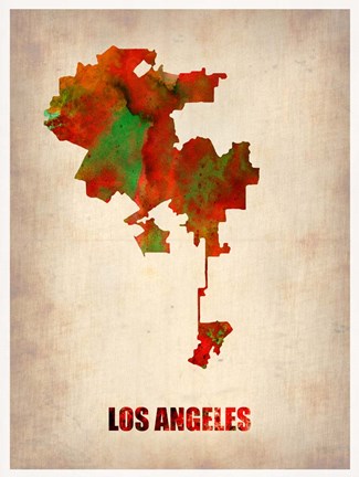 Framed Los Angeles Watercolor Map Print