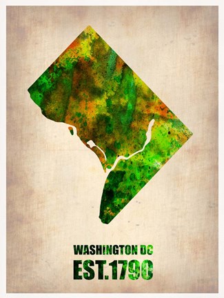 Framed Washington DC Watercolor Map Print