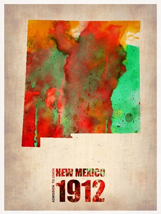 Framed New Mexico Watercolor Map Print