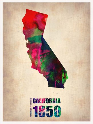 Framed California Watercolor Map Print