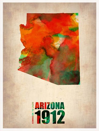 Framed Arizona Watercolor Map Print