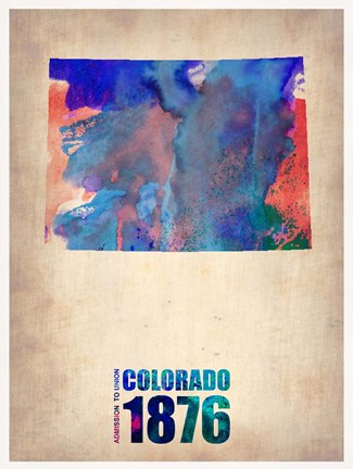 Framed Colorado Watercolor Map Print
