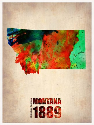 Framed Montana Watercolor Map Print