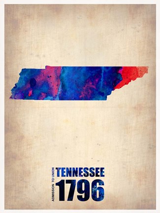 Framed Tennessee Watercolor Map Print