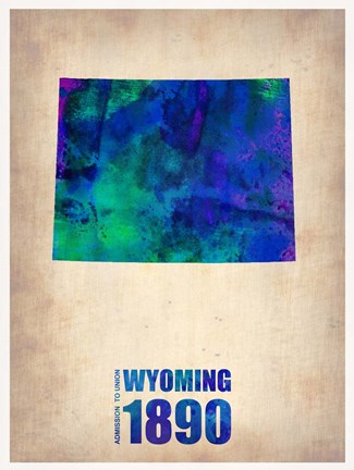 Framed Wyoming Watercolor Map Print
