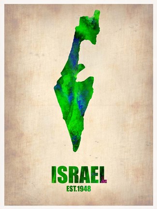 Framed Israel Watercolor Map Print