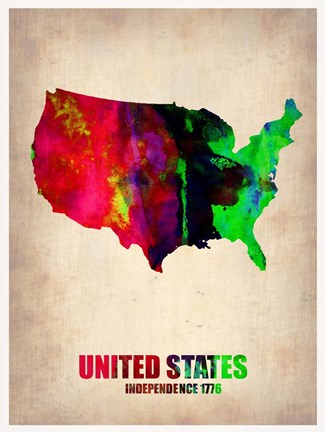Framed USA Watercolor Map 2 Print