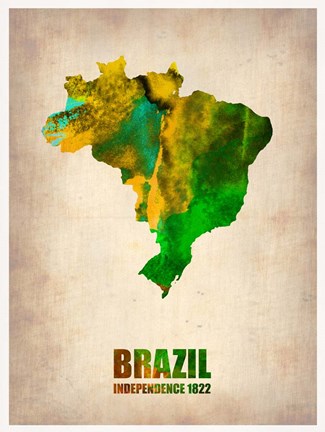Framed Brazil Watercolor Map Print