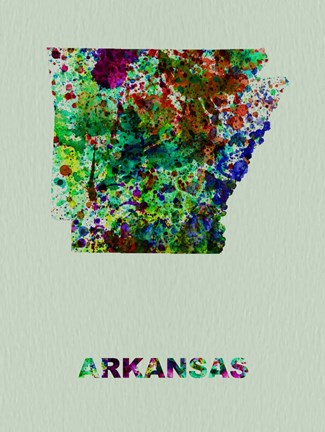 Framed Arkansas Color Splatter Map Print